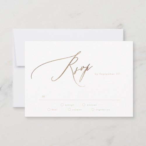 Navy Blue Elegant Gold The Wedding RSVP Card