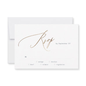 Navy Blue Elegant Gold The Wedding RSVP Card