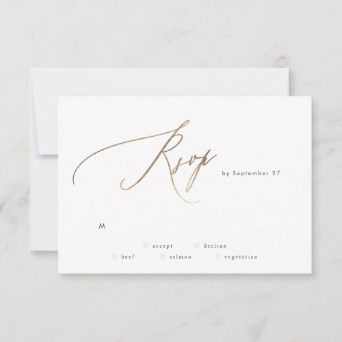 Navy Blue Elegant Gold The Wedding RSVP Card