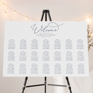 Navy Blue Elegant Minimalist Seating Chart Foam Bo Board