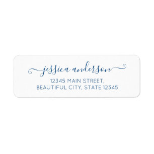 Navy Blue Elegant Modern Calligraphy Script Trendy Label