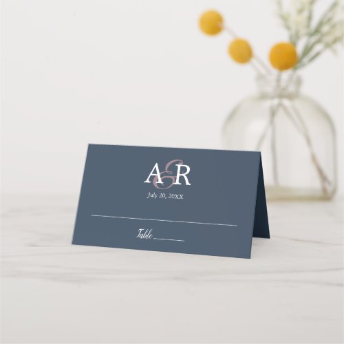 Navy Blue Elegant Modern Simple Place Card