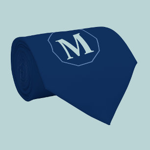 Navy Blue elegant monogram personalised Neck Tie