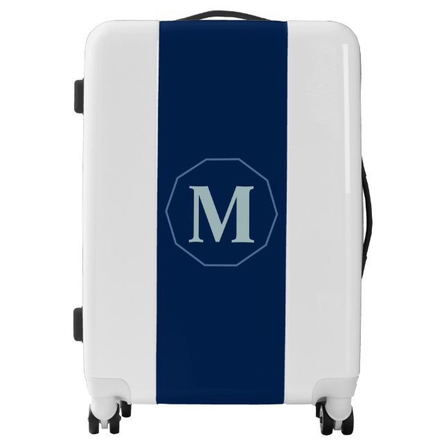 Navy Blue elegant monogram personalized Luggage (Front)