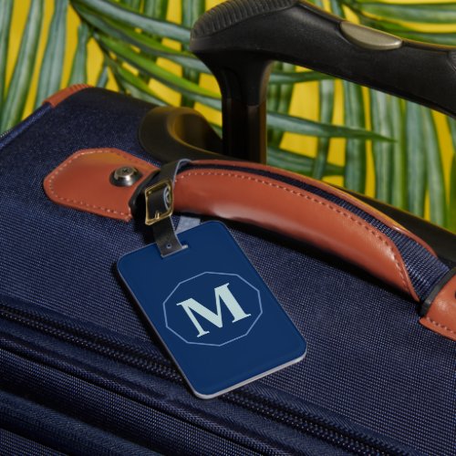 Navy Blue elegant monogram personalized Luggage Tag