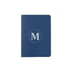 Navy Blue elegant monogram personalized Passport Holder
