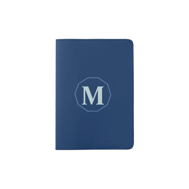 Navy Blue elegant monogram personalized Passport Holder (Front)