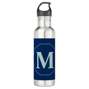 Navy Blue elegant monogram personalized Stainless Steel Water Bottle
