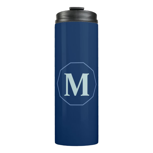 Navy Blue elegant monogram personalized Thermal Tumbler (Front)