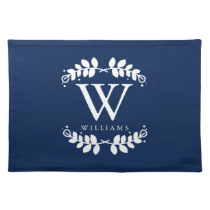 Navy Blue Elegant Monogram Placemat