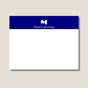 Navy Blue Elegant Personalized Name Monogram  Note Card