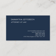 Navy Blue Elegant Plain Professional Attorney Law Business Card at Zazzle