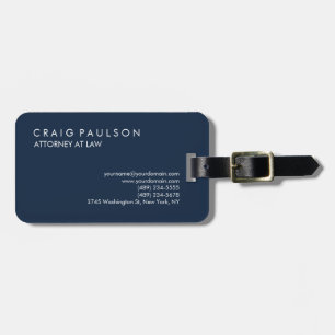 Navy Blue Elegant Plain Professional Luggage Tag