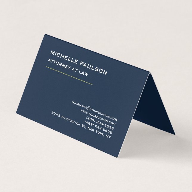Navy Blue Elegant Plain Professional Modern Business Card (Front)