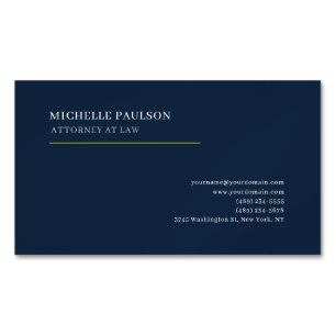 Navy Blue Elegant Plain Professional Modern Business Card Magnet