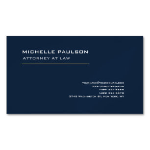 Navy Blue Elegant Plain Professional Modern Business Card Magnet