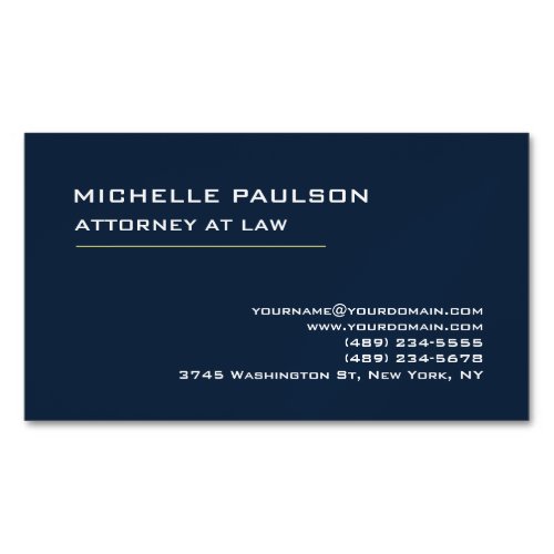 Navy Blue Elegant Plain Professional Modern Business Card Magnet