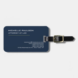 Navy Blue Elegant Plain Professional Modern Luggage Tag