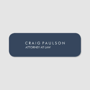 Navy Blue Elegant Plain Professional Name Tag