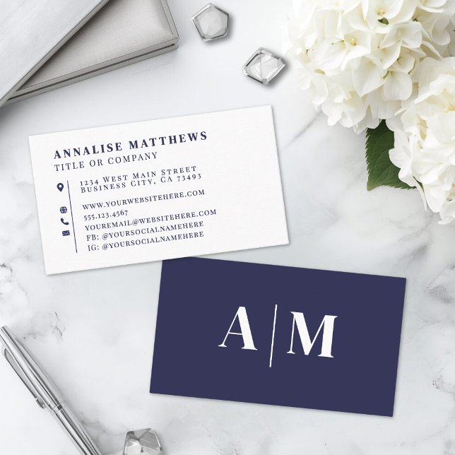 Navy Blue Elegant Professional Business Card (Navy Blue Elegant Professional Business Card )