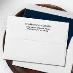 NAVY BLUE Elegant return address family name Envelope<br><div class="desc">Elegant colored envelope features your names and return address on the back flap, and a NAVY blue solid color on the inside. Your name and address are elegantly displayed in a modern sans-serif font, very easy to customize. Perfect for any kind of correspondence, from holiday to business, wedding, baptism and...</div>