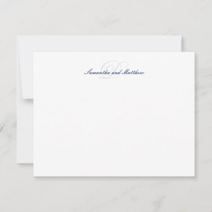 Navy Blue Elegant Script Initial Monogram Note Card