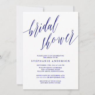 Navy Blue Elegant Script Invitation