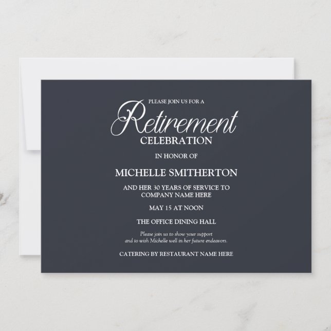 Navy Blue Elegant Simple Retirement Party Invitation (Front)