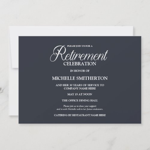 Navy Blue Elegant Simple Retirement Party Invitation