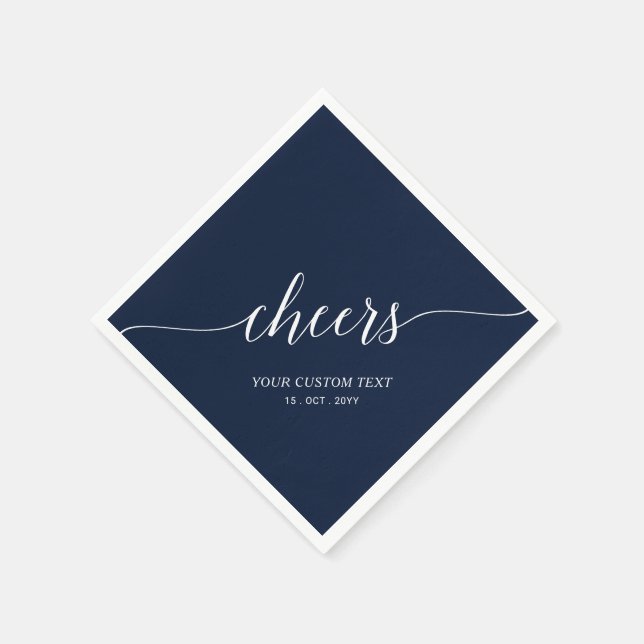 Navy Blue Elegant Stylish Lettering Cheers Event Napkins (Corner)