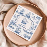Navy Blue Elegant Toile Nautical Baby Shower