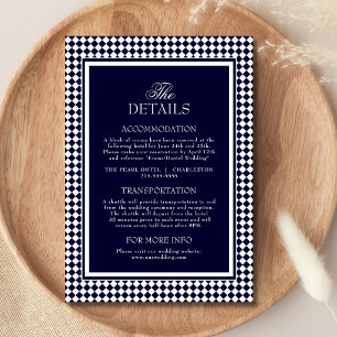 Navy Blue Elegant Wedding Details Information Enclosure Card