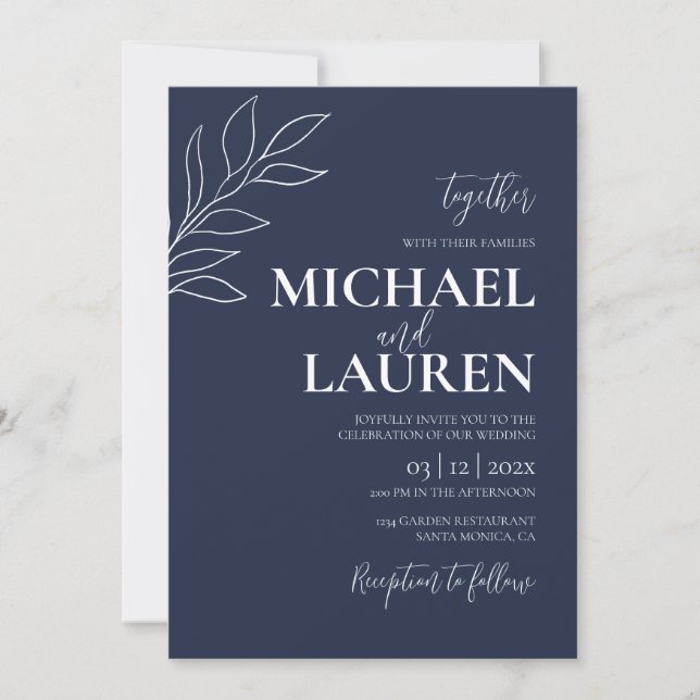 Navy Blue Elegant Wedding Invitation (Front)