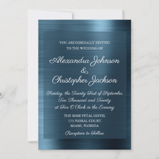 Navy Blue Elegant Wedding Invitation 