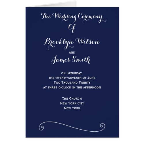 Navy Blue Elegant Wedding Programs