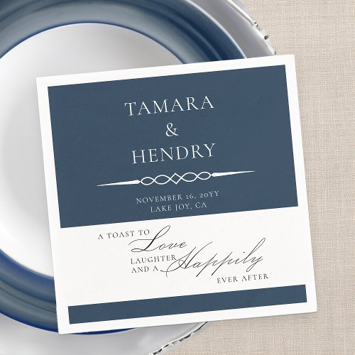Navy Blue Elegant Wedding Toast Personalized Napkins