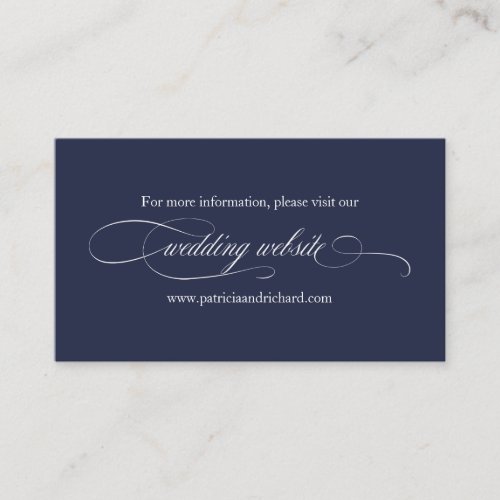Navy Blue Elegant Wedding Wedding Website Business Card