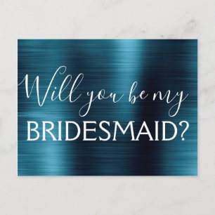 Navy Blue Elegant Will You be my Bridesmaid Invitation Postcard