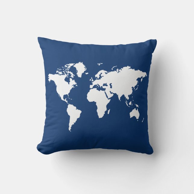 Navy Blue Elegant World Throw Pillow (Front)