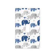 Navy Blue Elephant Baby Boy Nursery Light Switch Cover