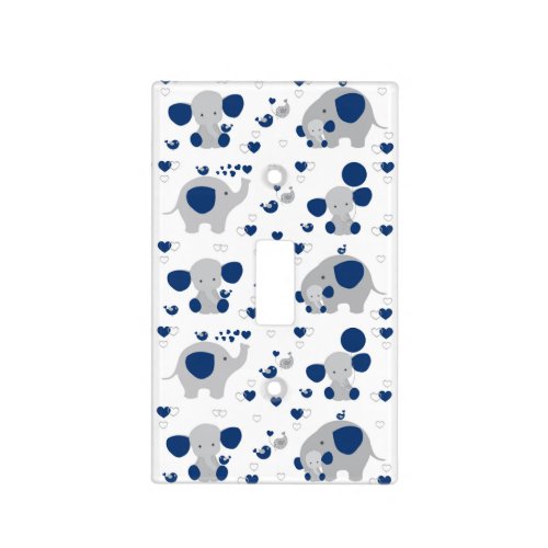 Navy Blue Elephant Baby Boy Nursery Light Switch Cover