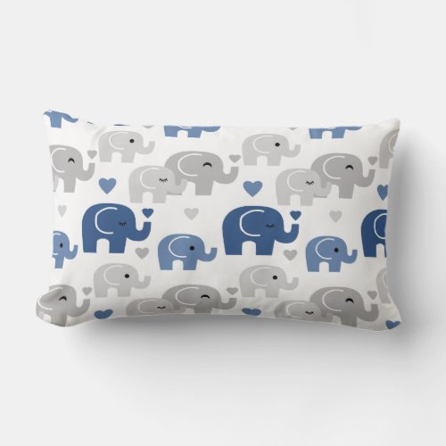 Navy Blue Elephant Baby Boy Nursery Safari Animals Lumbar Pillow