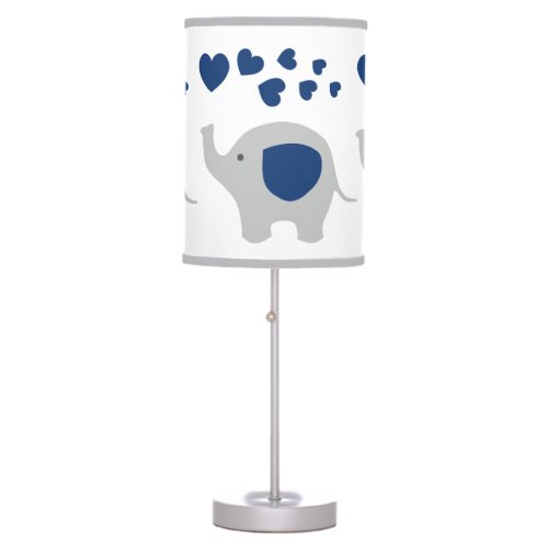 Navy Blue Elephant Baby Boy Nursery Safari Animals Table Lamp