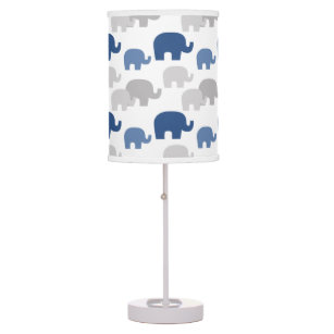 Navy Blue Elephant Silhouette Table Lamp