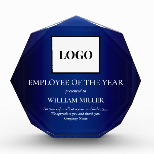 Navy Blue Employee Appreciation Add Logo Custom Acrylic Award
