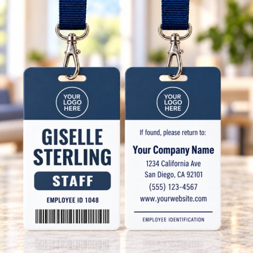 Navy Blue Employee Business Logo Name Badge