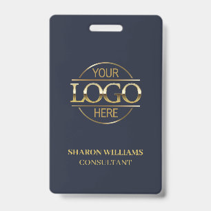 Navy  Blue Employee ID with Custom Business Logo Badge