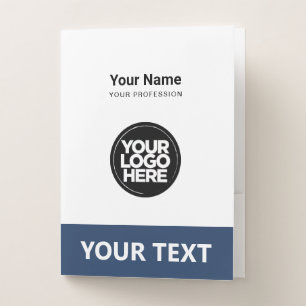 Navy Blue Employee Logo Staff Professional Pocket Folder