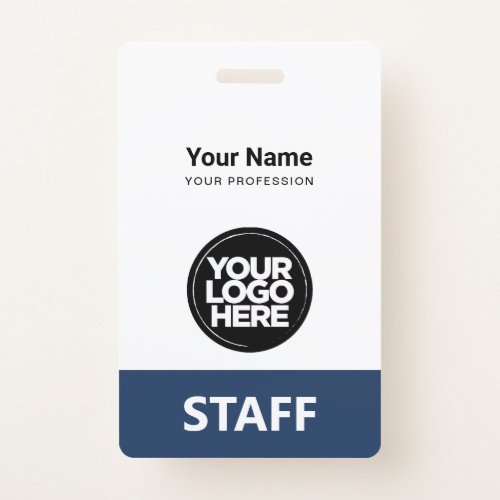 Navy Blue Employee Name Business Logo Qr Code Badge