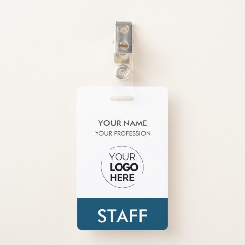 Navy Blue Employee Name Business Logo Staff Tag  Badge
